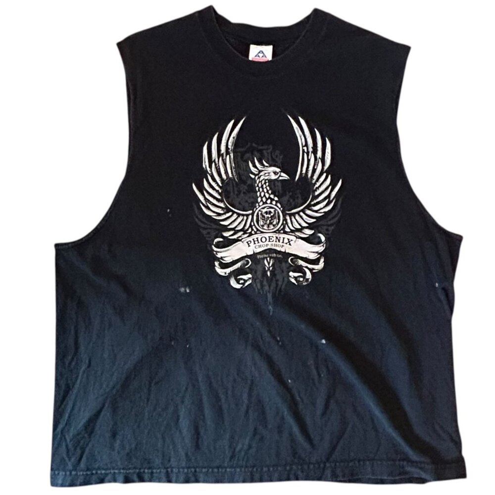 Vintage Biker Phoenix Chop Shop Outlaw Grunge Distressed Tank 2XL